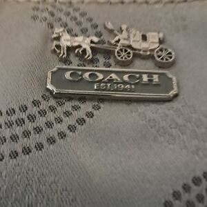 Coach Silver and Gray Carriage Logo Pin